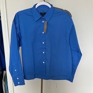 RELAXED-FIT CROPPED COTTON POPLIN SHIRT